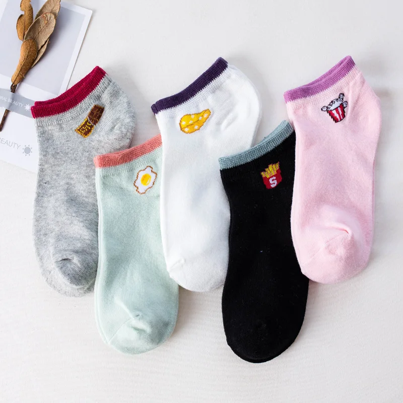 10 шт. = 5 пар/лот, милые носки с животными в стиле Харадзюку, женские летние корейские носки с изображением кота, медведя, кролика, забавные короткие носки, Happy Sox