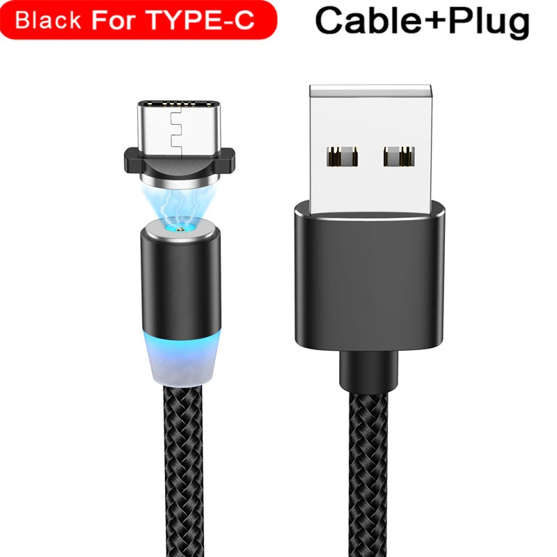 Магнитный кабель mi cro USB кабель type C 1 м 2 м Быстрая зарядка для iphone Xr Xiaomi mi note 10 pro Красный mi кабель для мобильного телефона USB кабель - Цвет: black for type c