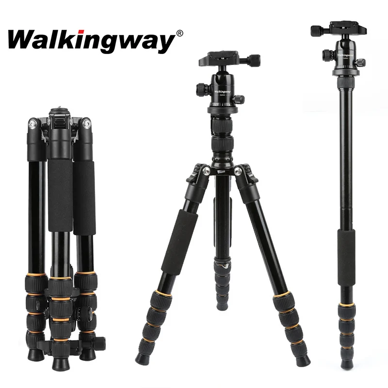 Walkingway 전문가용 알루미늄 휴대용 여행 카메라 삼각대, 모노포드 볼 헤드 및 휴대폰 홀더, DSLR 스마트폰 비디오..