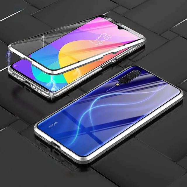 Магнитный металлический стеклянный чехол для huawei Honor 20 10 8X 9X Pro P30 P20 mate 10 20 30 Lite Pro Y9 Prime двусторонний чехол - Цвет: Серебристый