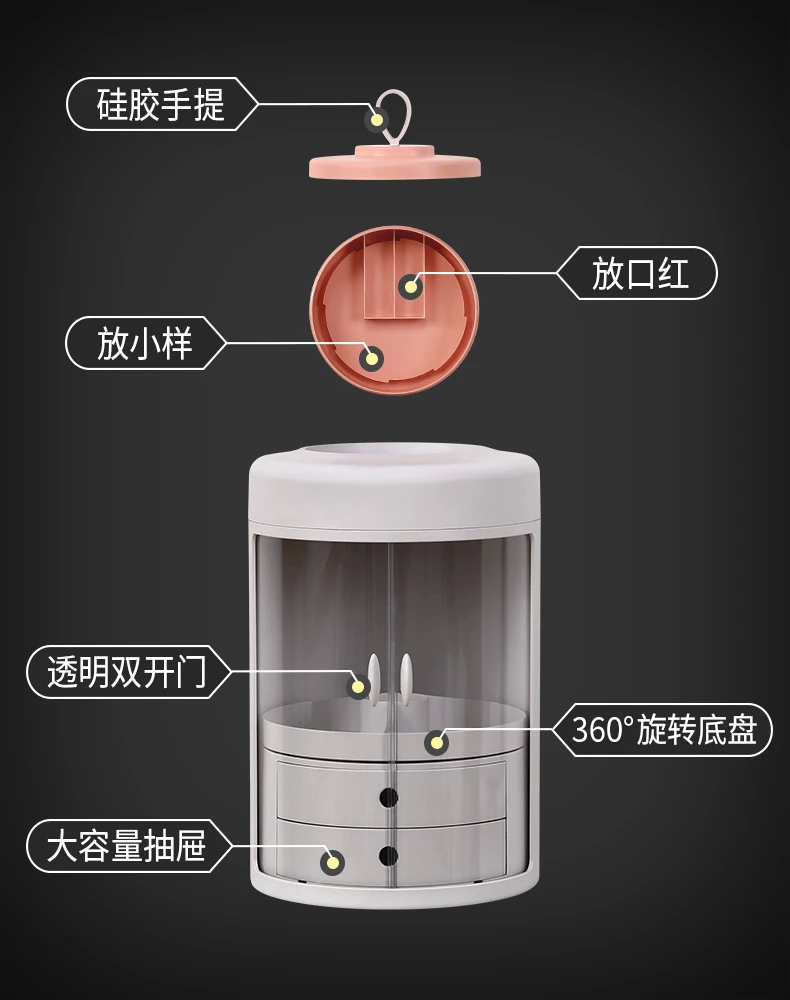 Горячая вращающийся Косметическая губная помада коробка для хранения двойной двери большой емкости стойки пылезащитный Настольный бытовой портативный туалетный коробок