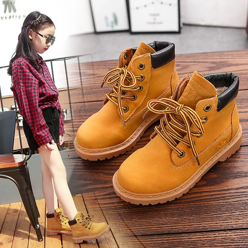 

2019 Martin CHILDREN'S Shoes Small Yellow Single Boots Spring And Autumn Boots Children Boots round-Toe Leather Boot Leather Sti