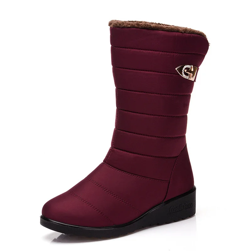 2019 ботинки до середины икры женские теплые зимние водонепроницаемые женская