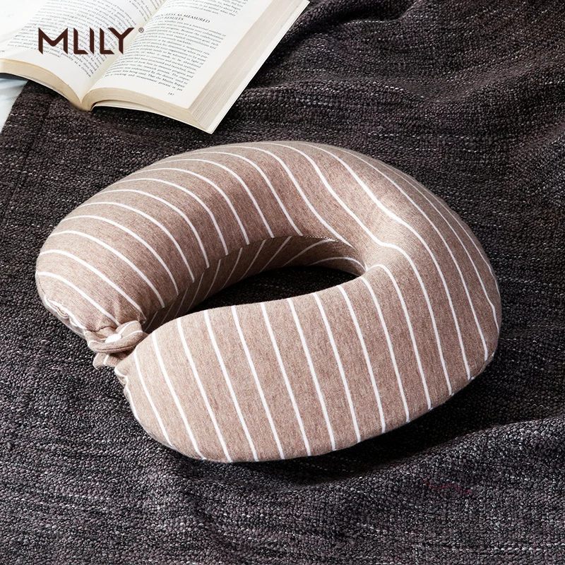 Mlily подушка для путешествий с эффектом памяти, в полоску, для шеи, u-образная Ортопедическая подушка для шеи, для офиса, самолета, для вождения, для сна