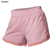 Новое поступление, Женские Поддельные шорты из двух частей, сетчатые Лоскутные быстросохнущие шорты для фитнеса бега, спортивная одежда, тренировочные шорты для йоги