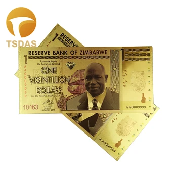 

10pcs One Vigintillion Dollars 24K Gold Zimbabwe Banknotes Ticket for Collection and Souvenir Gift Banknotes with UV Light