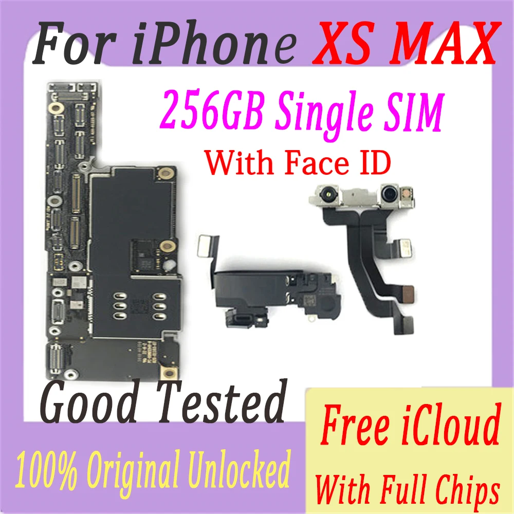 XS Max 256GB (single Бесплатный iCloud для iPhone XS Max с/без лица ID материнская плата оригинальная разблокированная для iPhone XS Max логическая плата хорошее тестирование - Цвет: XS Max 256GB (single