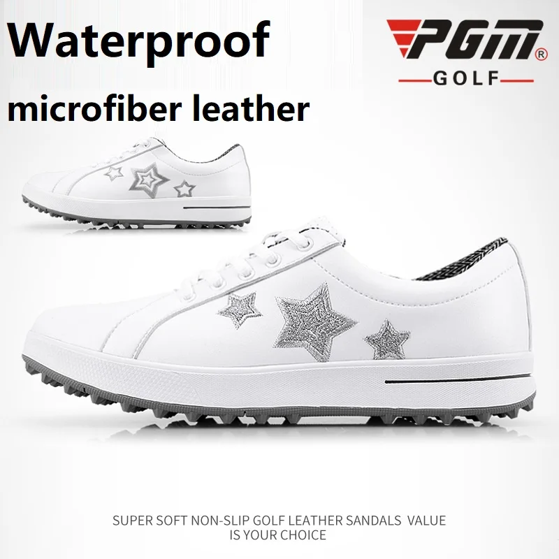 PGM Korean Women Golf Shoes Leisure Fixed Nail Waterproof Sneakers Women Non-Slip Small White Girls Sports Shoes