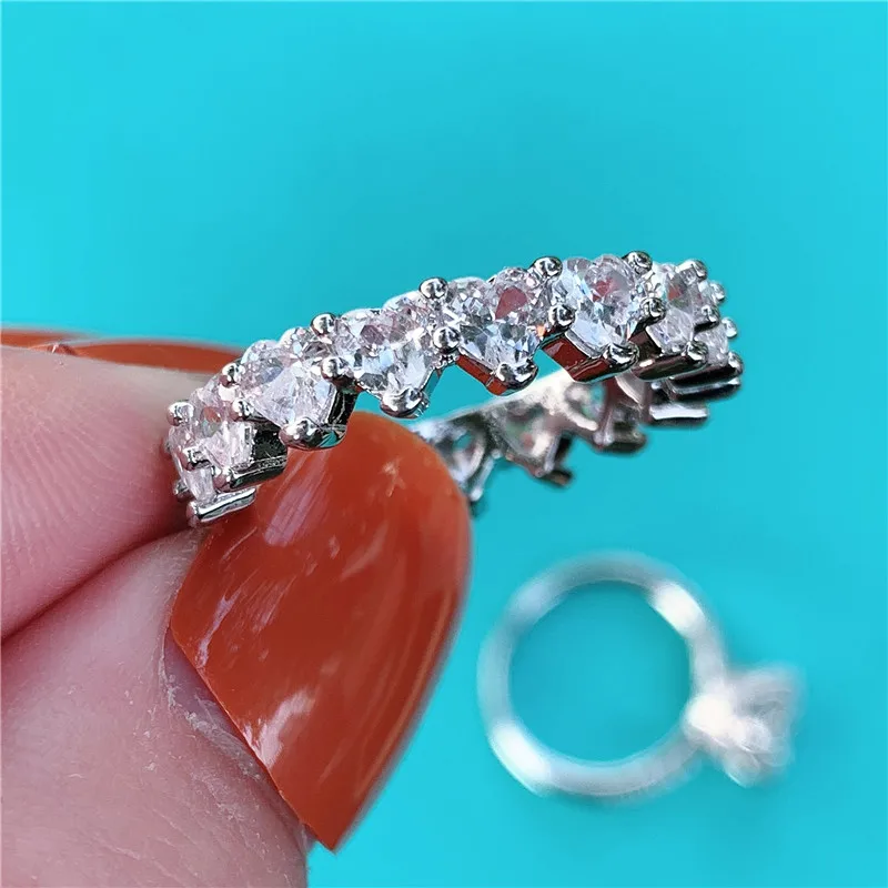 Vecalon кольцо в форме сердца, серебро 925 пробы, bijou AAAAA Cz, обручальное кольцо, кольца для женщин, свадебные ювелирные изделия