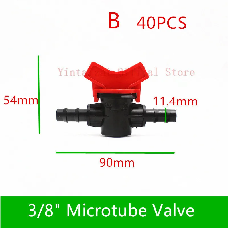 B 40pcs 40 шт. 1/" 3/8" мини-клапан садовый переключатель для микротрубки(7x4 мм) садовые орошения соединители водяного шланга капельные фитинги - Цвет: B 40pcs