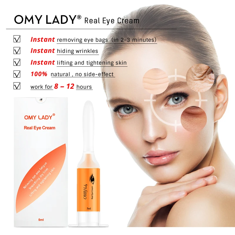 Cena OMYLADY EyeCream natychmiastowe usuwanie Eyebags ujędrniający skórę pod oczami anty opuchliznę ciemne koła pod okiem przeciw zmarszczkom Anti Age pielęgnacja oczu