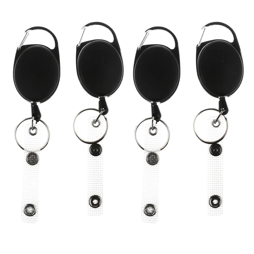 

4pcs Recoil Wire Key Chain Pull Reel Key Ring Retractor ID Holder Key Chain