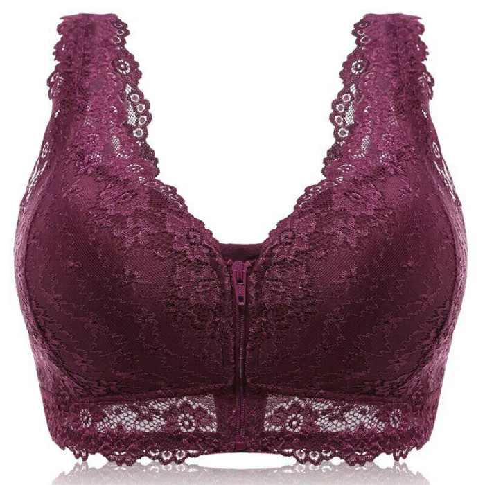 Регулируемый ремень дышащий бюстгальтер передняя молния без косточек кружевной бюстгальтер для сна Нижнее белье JL