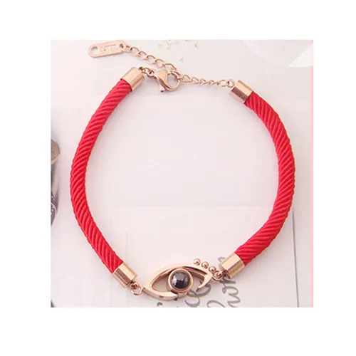 eye red rope Очаровательные подарки на день Святого Валентина, 100 языков, браслет с надписью I Love You Memory для женщин, розовое золото, римские цифры, свадебные браслеты, ювелирные изделия - Окраска металла: eye red rope