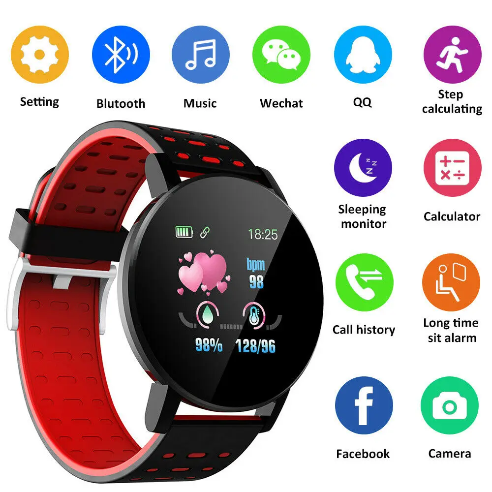 119 plus PLUS Bluetooth Смарт часы GPS водонепроницаемый SIM экран камера 3D монитор сердечного