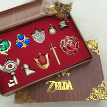 Легенда о Зельде Triforce Hylian Shield& Master брелок в виде меча Ожерелье Подвески Брелок коллекция оружия коробка Косплей Реквизит