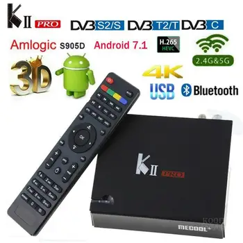 

MECOOL KII PRO Amlogic S905D Quad Core 2G 16G H.265 HEVC 4K 3D BT Android TV Box DVB-S2 DVB-T2 DVB-C 2.4G/5G Wifi Set Top Box
