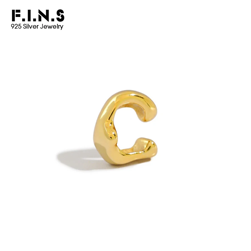 

F.I.N.S 1Pc Real 925 Sterling Silver Ear Buckle Irregular Concave Convex Glossy Ear Clip without Piercing Stackable Fine Jewelry