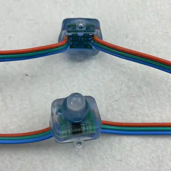 

Resistor voltage drop/DC12V/100pcs/strand/square type/ RGB addressable 12mm WS2811 led pixel node,18AWG RGB color wire,IP68