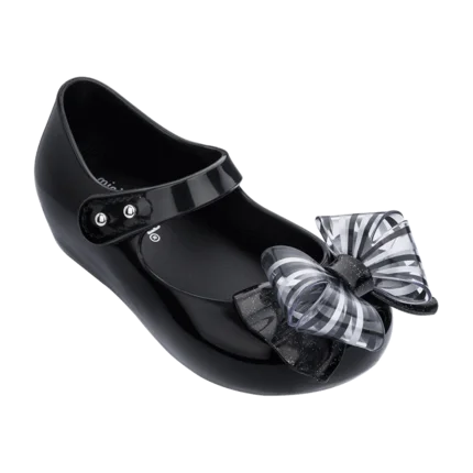 Mini Melissa/Новинка года; прозрачные сандалии для девочек; летние сандалии с бантом; милые детские сандалии; пляжная обувь; обувь для малышей - Цвет: black