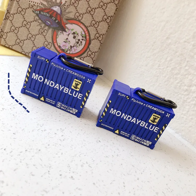 

For AirPod 2 Case 3D Blue Container Cartoon Soft Silicone Wireless Earphone Cases For Apple Airpods Case Cute Cover Funda