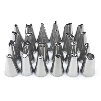 

24PCS Silicone Decorating Bag Cake Piping Shaped Mouth Set Kitchen Baking Tools Cake Decorating Mouth Set