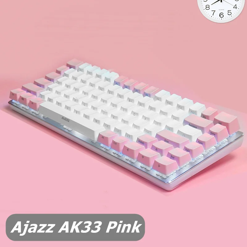 Ajazz Ak33 ピンクミニポータブルかわいい女の子 Usb 有線メカニカルキーボード黒 青 赤軸側刻ま文字 Keyboards Aliexpress