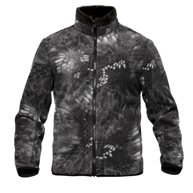 Уличная спортивная теплая камуфляжная тактическая куртка, зимние мужские походы, кемпинг, катание на веосипеде, армейская тренировочная флисовая куртка, одежда с обеих сторон