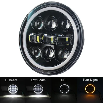 

5.75 inch LED Headlight DRL with halo Angel Eyes 5 3/4'' Headlamp Low Beam for Motorcycles Dyna Sportster