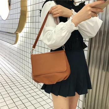 

Brand Design Leather Shoulder Bags For Women Simple Solid Color Daily Dating Work Lady Crossbody Bag Female Underarm Bag Black
