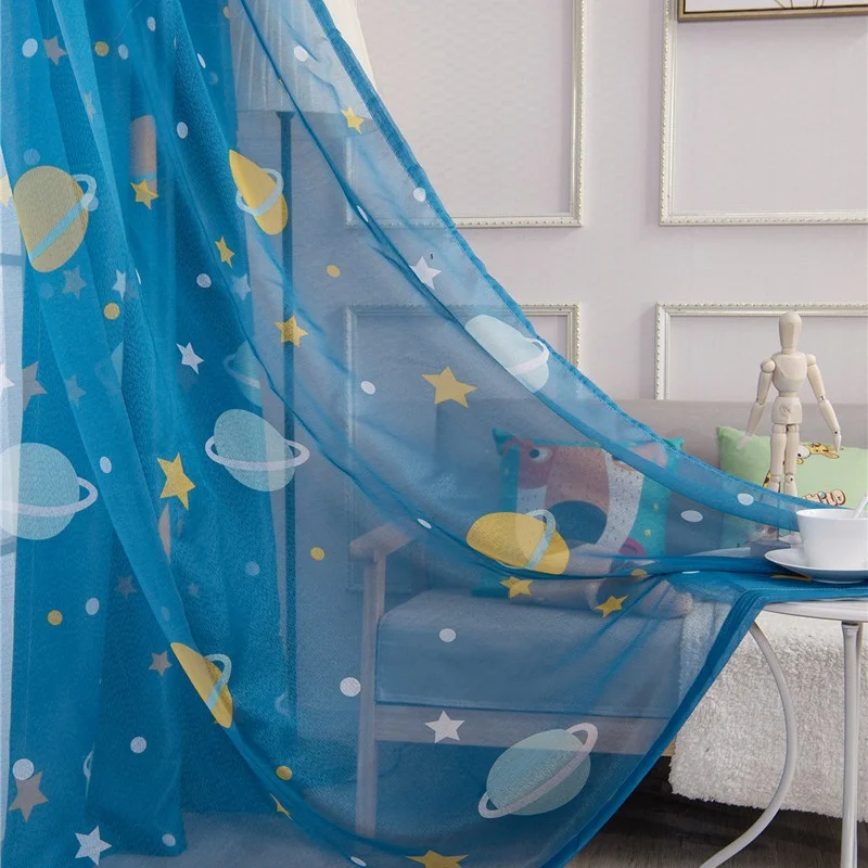 Cartoon Outer Space Blackout Curtains For Kids Room Curtains For