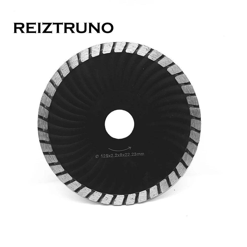 

REIZTRUNO 5-inch Diamond Waved Turbo Blade Cutting Wet/Dry Cutting Disc for Grinder - Concrete Brick Tile Granite Marble Masonry