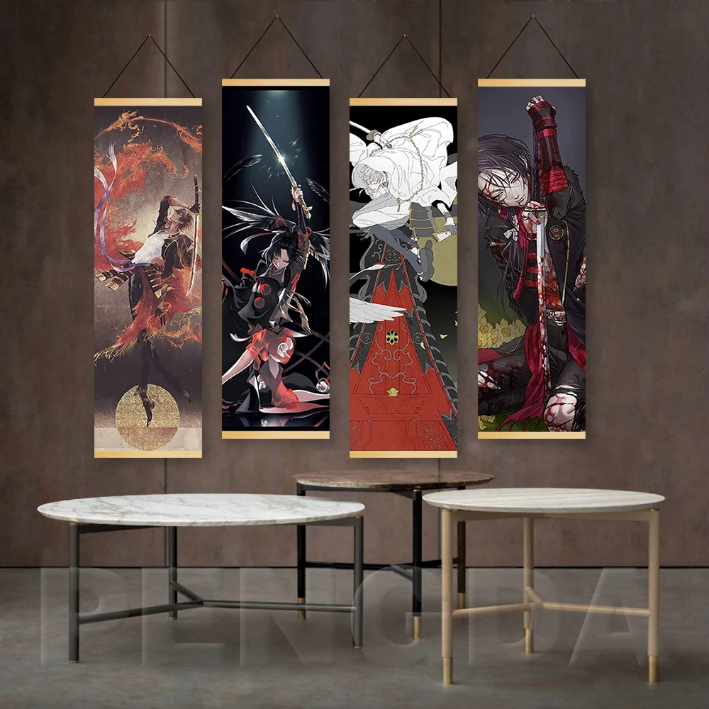 

Canvas Print Solid Wood Hanging Scroll Poster Home Decor Game Touken Ranbu Online Painting Nordic Style Wall Art For Living Room