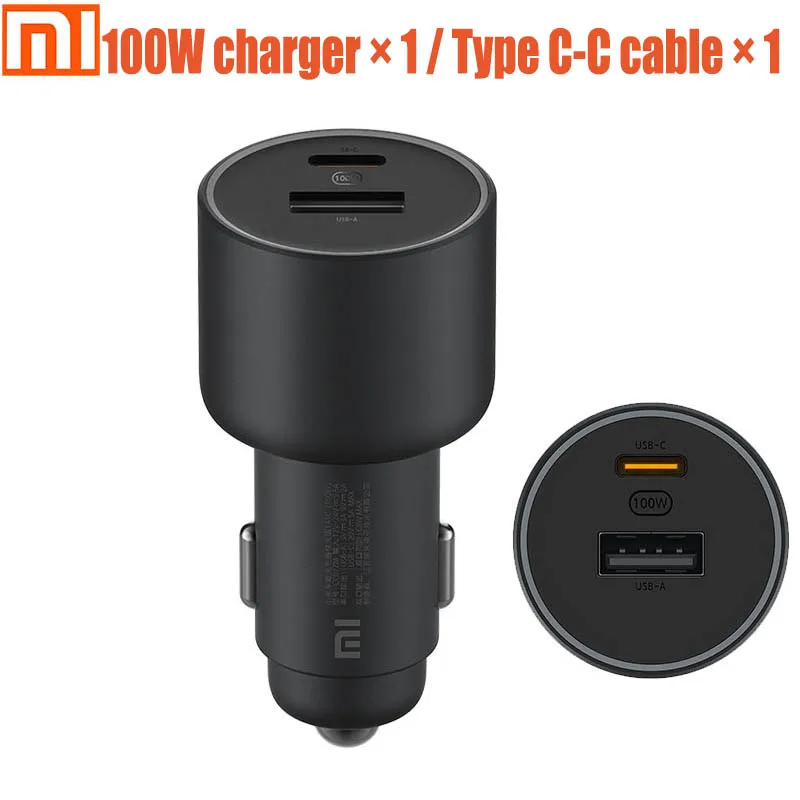 Car Charger Adapter Original Xiaomi Car Charger Fast Charging Version 1A1C 100W USB-C 100W MAX fast charging/USB-A USB-C dual-port output