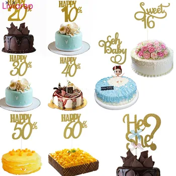 

Liviorap One First Birthday Party Cake Topper 20th 30th Happy Birthday Party DIY Cake Top Flags Decoration Cake Topper Wedding
