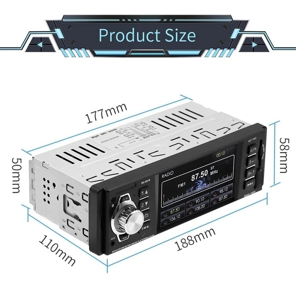 MP5 Автомагнитола 1 Din 12 V 4,1 дюймов сенсорный экран Авто Аудио Зеркало Ссылка RDS Bluetooth Камера заднего вида стерео