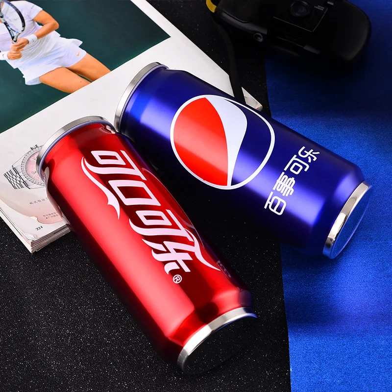 

Cans Insulated Cup Korean-style Men And Women Students Coke Cool Trend Stainless Steel Pipette Water Cup Lettering