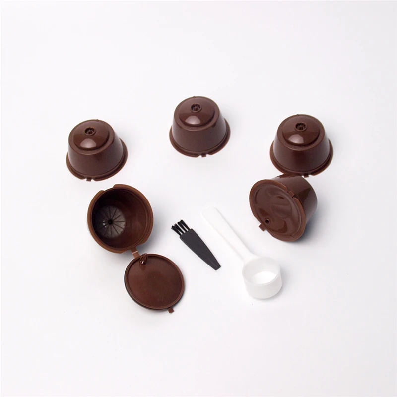 Brown-5PC Кухонные аксессуары пластиковые кофейные капсулы многоразовые Многоразовые для кофейных капсул с фильтром чашки кухонные инструменты - Цвет: Brown-5PC