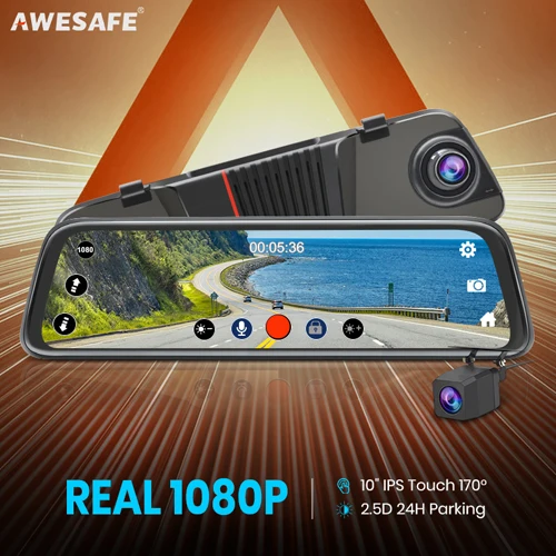 AWESAFE AH11 видеорегистратор зеркало видео регистратор зеркало с камерой заднего вида Регистратор 2.5D FHD 1080P 10 '' ips авторегистраторы Авто рекордер ночного видения - Название цвета: H11
