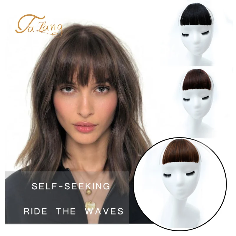 

TALANG Short Fake Hair Bangs Heat Resistant Synthetic Hairpieces Extensions hair for Women Hairstyles Blunt Bangs headwear