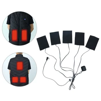 

5 In 1 Electric Vest Heated Jacket Pads Extra Warm Pads Winter Thermal Warm USB Heated Pad Universal For Inner Cloth