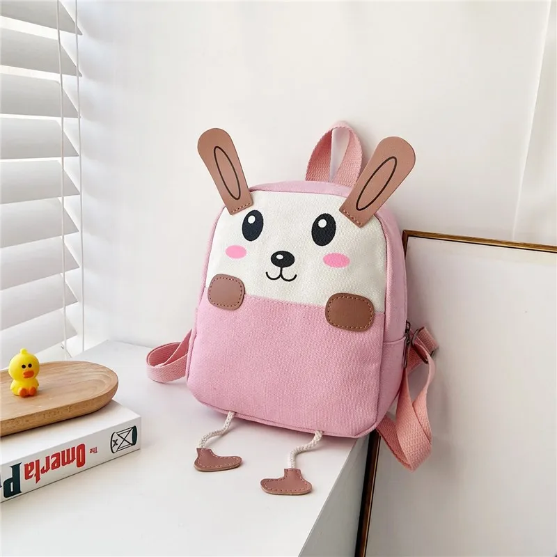3D Animal Elephant Children Backpacks Brand Design Girl Boys Canvas Backpack Kids School Bags Kindergarten Cartoon Rabbit Bag
