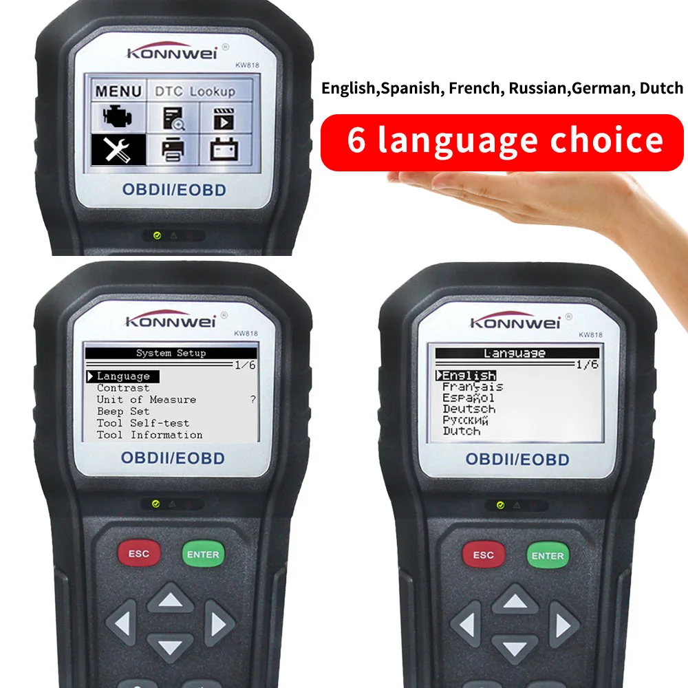 Двухцветный дополнительный KONNWEI KW818 OBD Код двигателя считыватель автомобиля диагностики неисправностей сканер тестер код считыватель инструмент