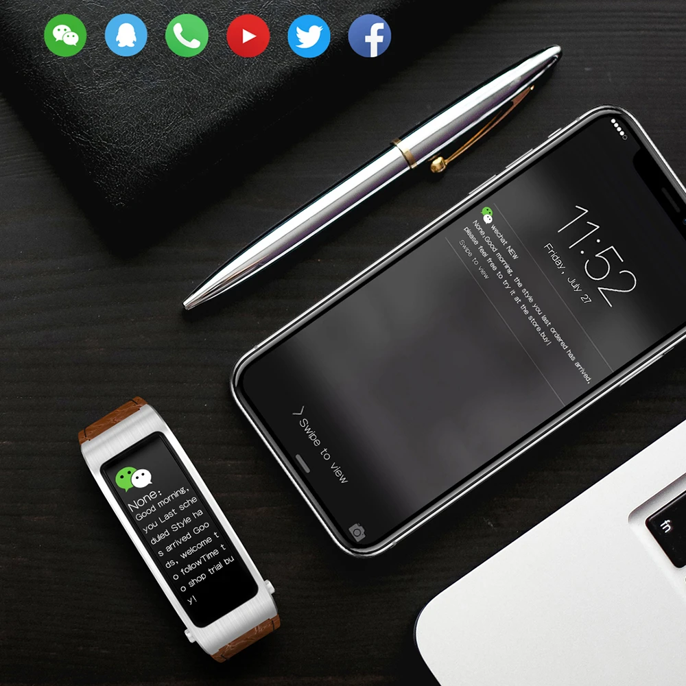 B5s Bluetooth earphone wireless earbud smart headset watch with microphone Smart Bracelet Waterproof touch screen music play