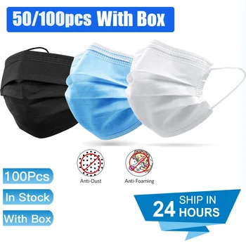 

Disposable Mask Black White Cotton Mouth Face Masks Dust-proof Anti-pollution Non-Woven Mask For Men Women Fashion Health Keep