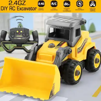 

NEW DIY 2.4G RC Engineering Excavator Bulldozer Children's Puzzle Disassembly and Assembly Remote Control Toys Kids Gifts