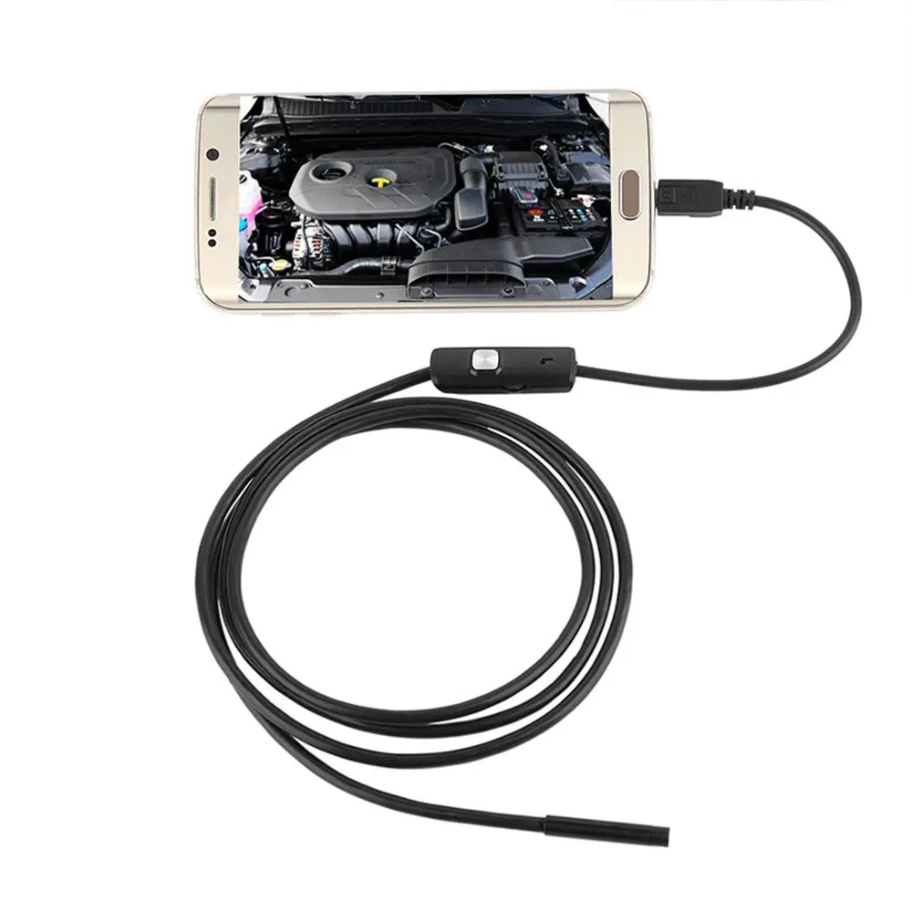 Эндоскоп USB 1 м водонепроницаемый светодиодный для Android OTG 8 мм 2MP камера Змеиный телефон видео бороскоп инспекционная трубка