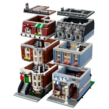 

15009 City Street Creators Series Pet Shop Supermarket Building Blocks Education Toys for Kids Gifts