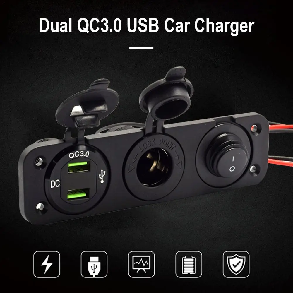 QC3.0 прикуриватель адаптер питания от сети 12 В двойной USB зарядное устройство выход адаптера питания и светодиодный дисплей для автомобиля лодки морской