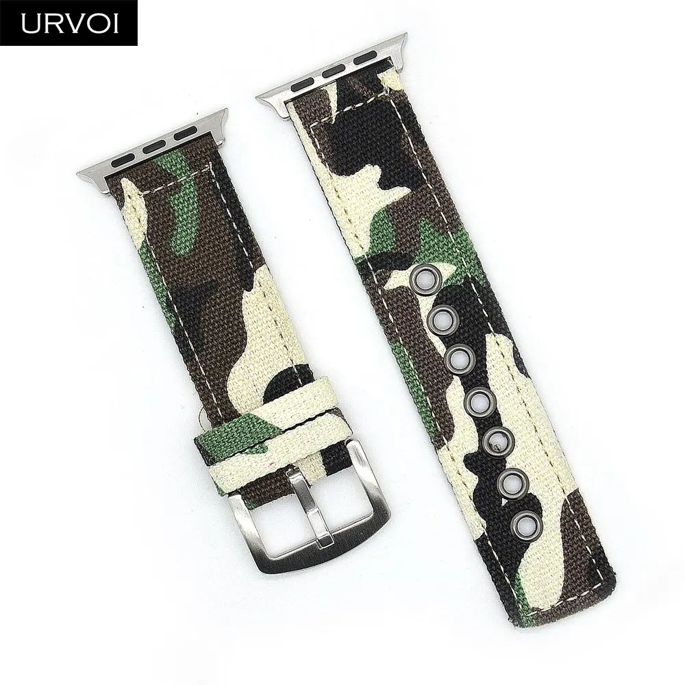 Green Camo Камуфляжный ремешок URVOI для Apple Watch 4, 5, 3, 2, 1, ремешок для iwatch 40, 44 мм, камуфляжный узор, наручные джинсы, классический дизайн, 12 цветов - Цвет ремешка: Green Camo